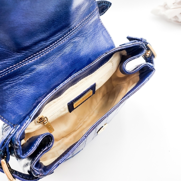 Dolce & Gabbana Blue Denim Print Patent Leather Designer Mind Shoulder Hand Bag - Picture 8 of 10